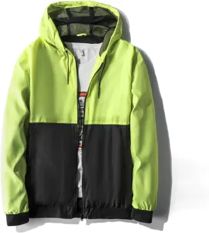 ZYXTIM Men's Plus Size Hooded Rain Jacket Full-Zip Lightweight Breathable Outdoor Novelty Windproof Waterproof Jackets