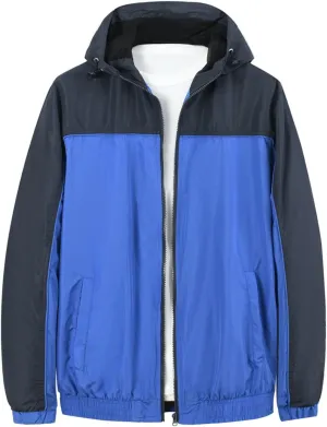 ZYXTIM Men's Plus Size Hooded Rain Jacket Full-Zip Lightweight Breathable Outdoor Novelty Windproof Waterproof Jackets