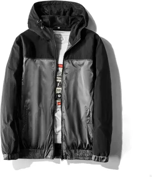 ZYXTIM Men's Plus Size Hooded Rain Jacket Full-Zip Lightweight Breathable Outdoor Novelty Windproof Waterproof Jackets