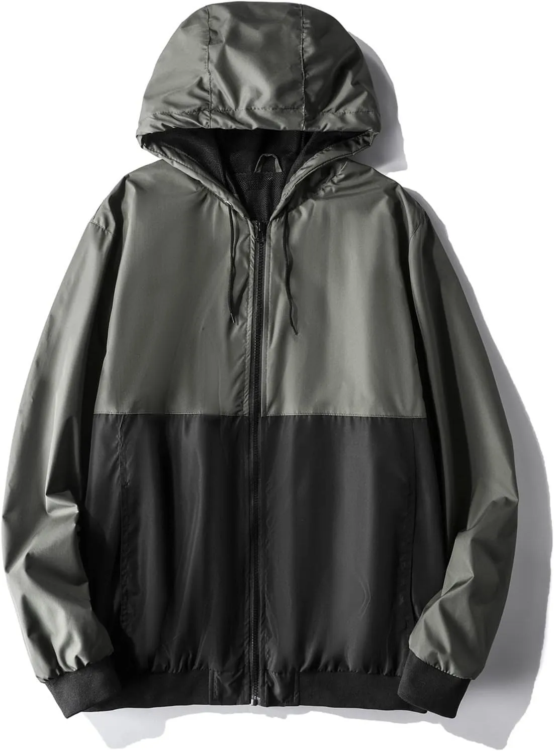 ZYXTIM Men's Plus Size Hooded Rain Jacket Full-Zip Lightweight Breathable Outdoor Novelty Windproof Waterproof Jackets