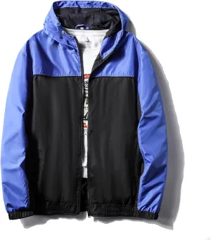 ZYXTIM Men's Plus Size Hooded Rain Jacket Full-Zip Lightweight Breathable Outdoor Novelty Windproof Waterproof Jackets
