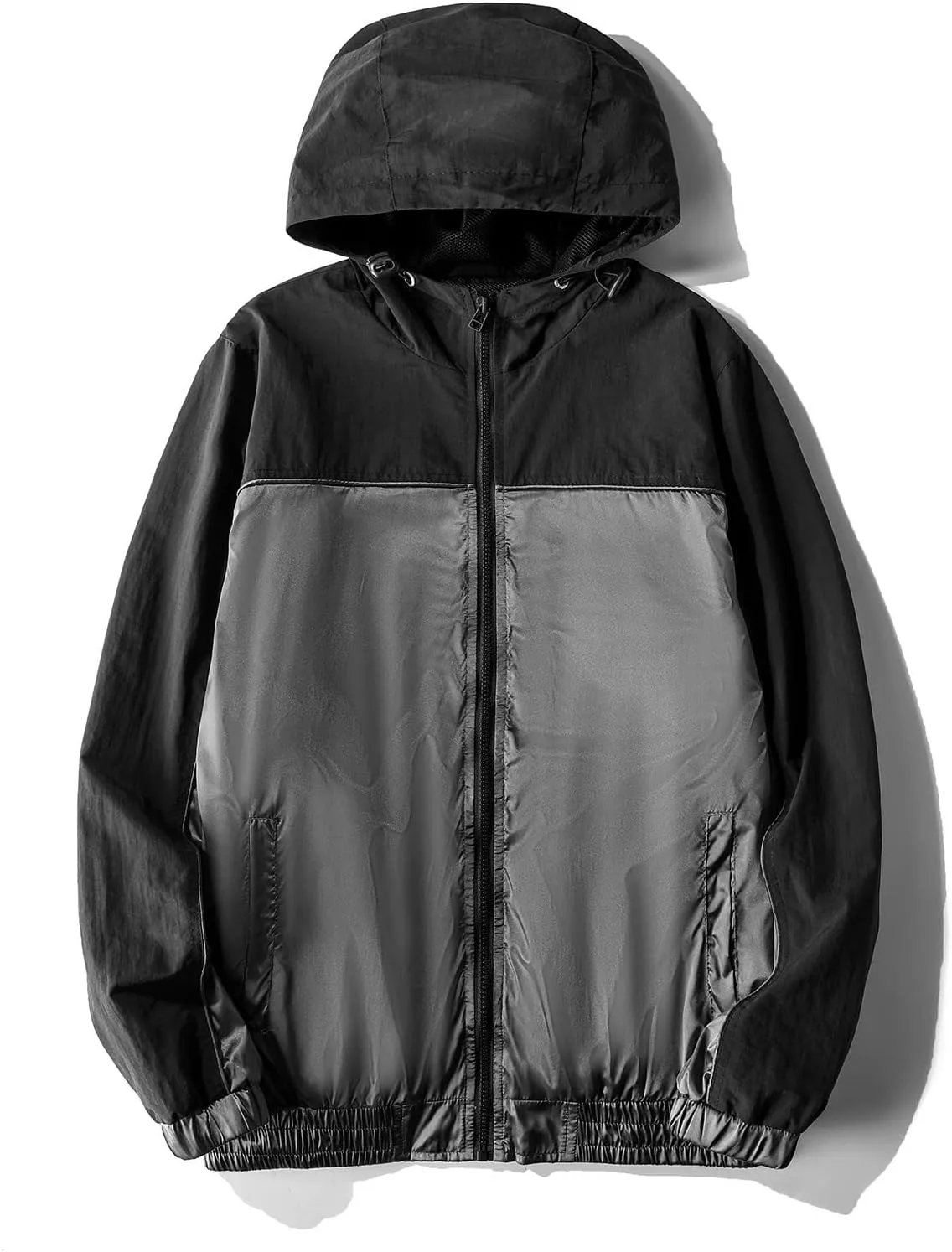 ZYXTIM Men's Plus Size Hooded Rain Jacket Full-Zip Lightweight Breathable Outdoor Novelty Windproof Waterproof Jackets